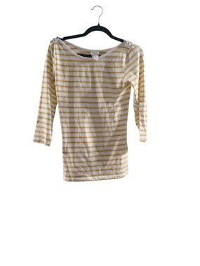 Matilda Jane White and Mustard Yellow Striped Boatneck Top Nwot